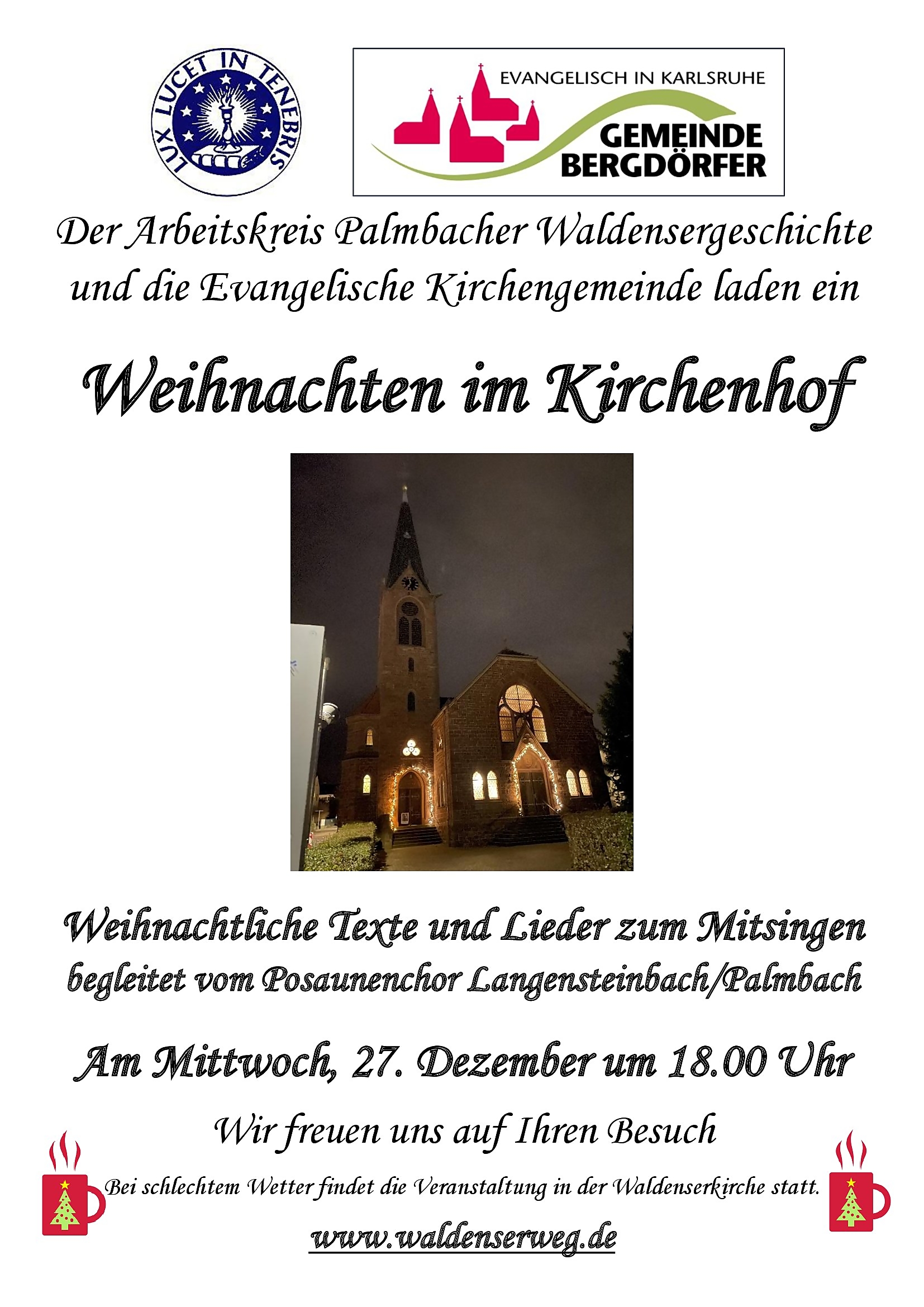 Weihnachtssingen 2023 - Waldenserkirche Palmbach